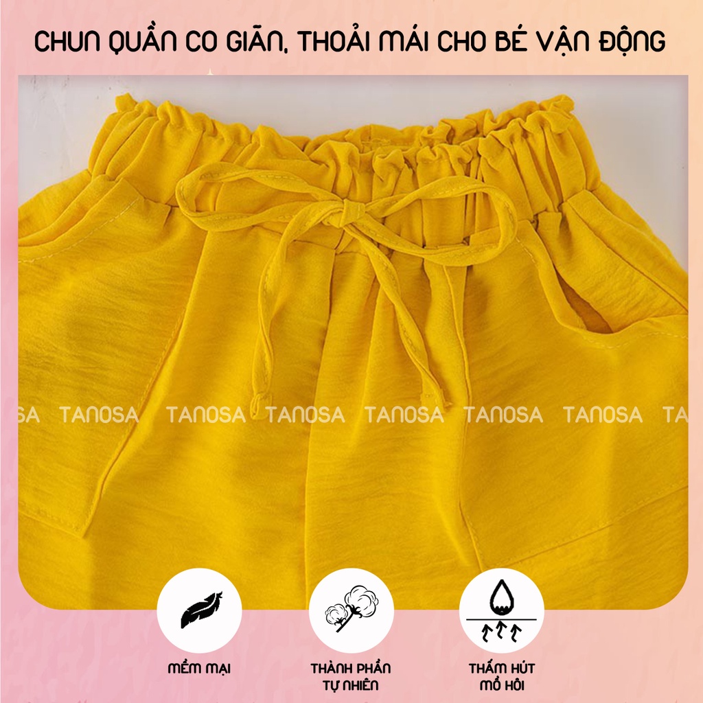 Quần short đũi túi sườn lưng thun TANOSA nhiều màu cho bé gái từ 12-27kg