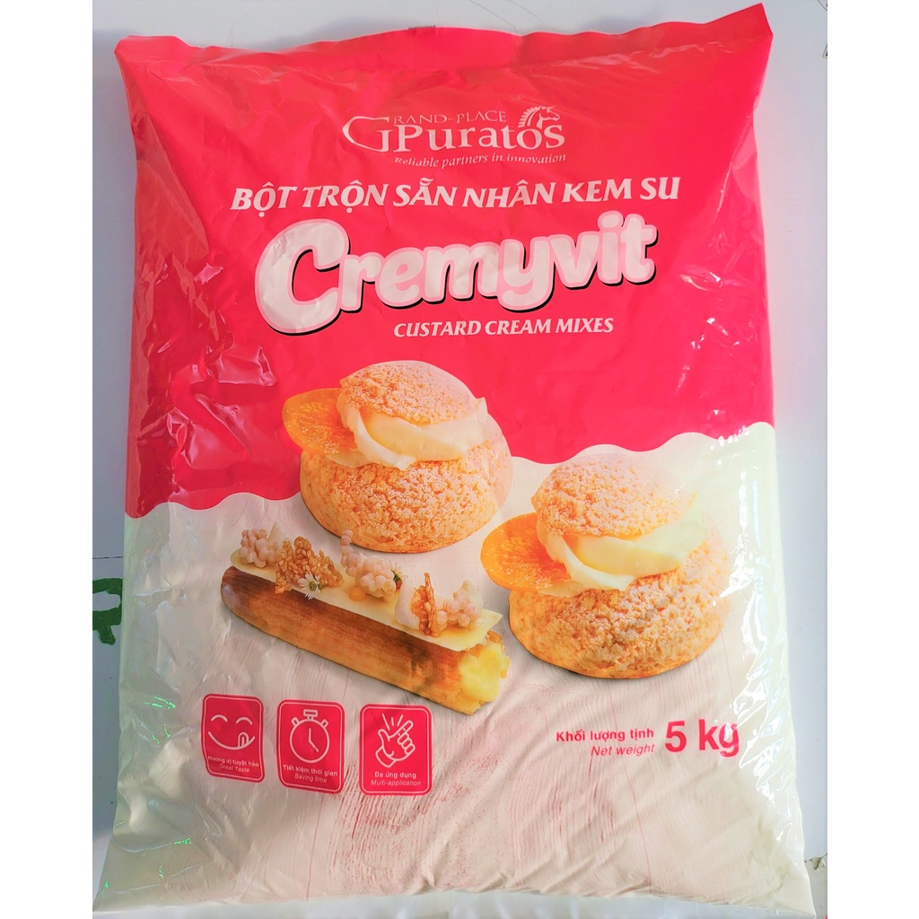 [TÚI LỚN 5Kg – CREMYVIT ] BỘT TRỘN NHÂN KEM SU [VN] PURATOS Custard Cream Mixes