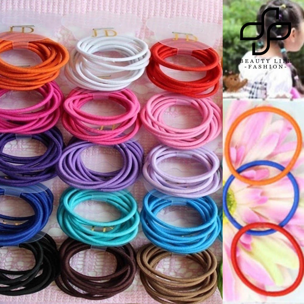 Dây buộc tóc đuôi ngựa co giãn màu trơn đơn giản