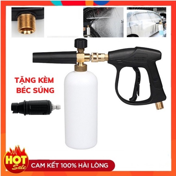Bộ súng xịt rửa xe và bình tạo bọt tuyết cao cấp cho máy rửa xe áp lực cao, máy xịt rửa