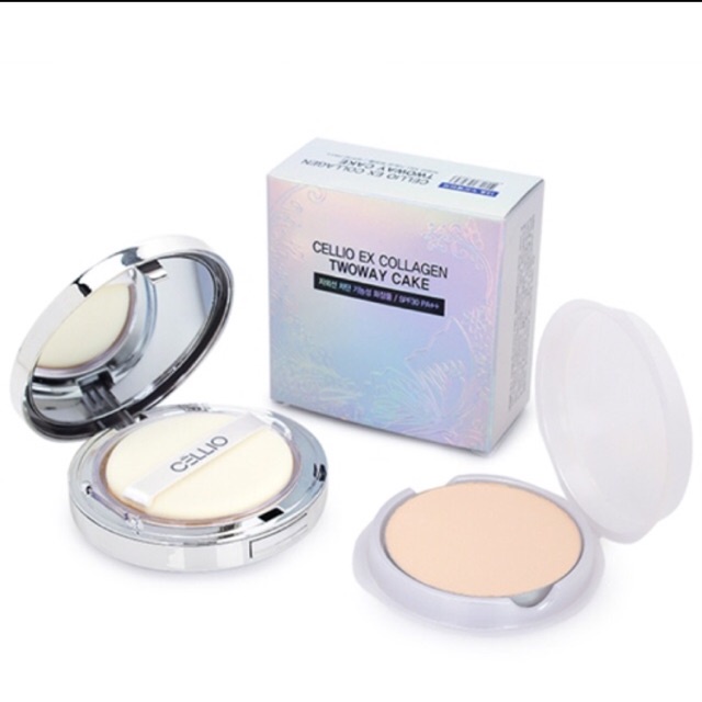 CELLIO Ex Collagen Twoway Cake SPF 30/PA+++ Phấn phủ siêu mịn hai lõi