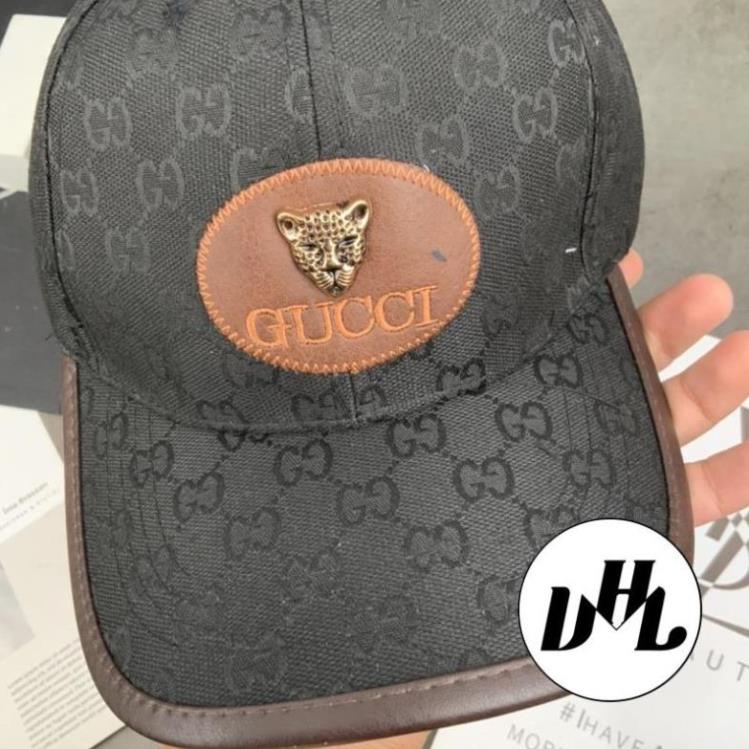 Mũ Lưỡi Trai Dệt Gắn Logo Gấu GUICI Viền Da Thời Trang Nam Nữ