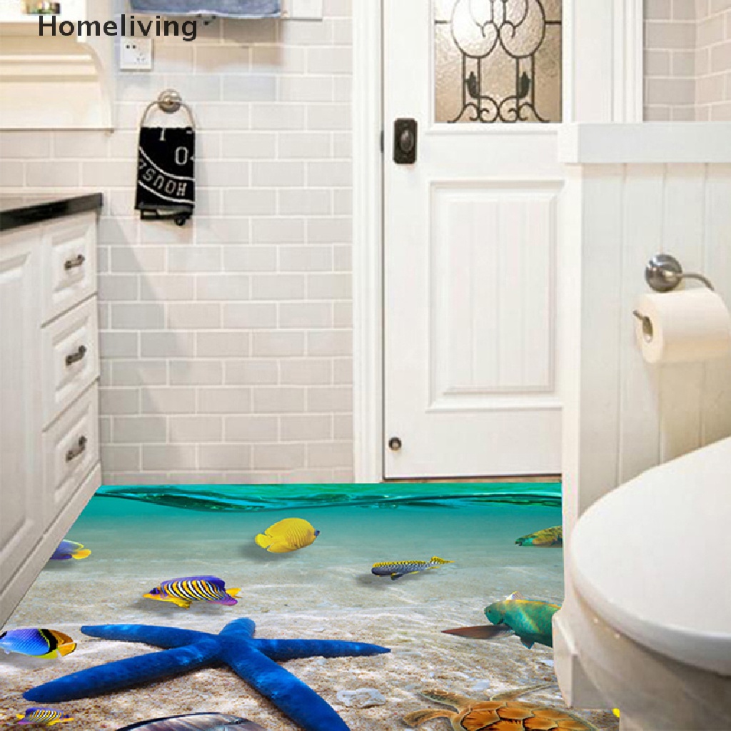 Miếng Dán Sàn Nhà Hình Cá Heo 3d Chống Thấm Nước Kích Thước 60 * 90cm