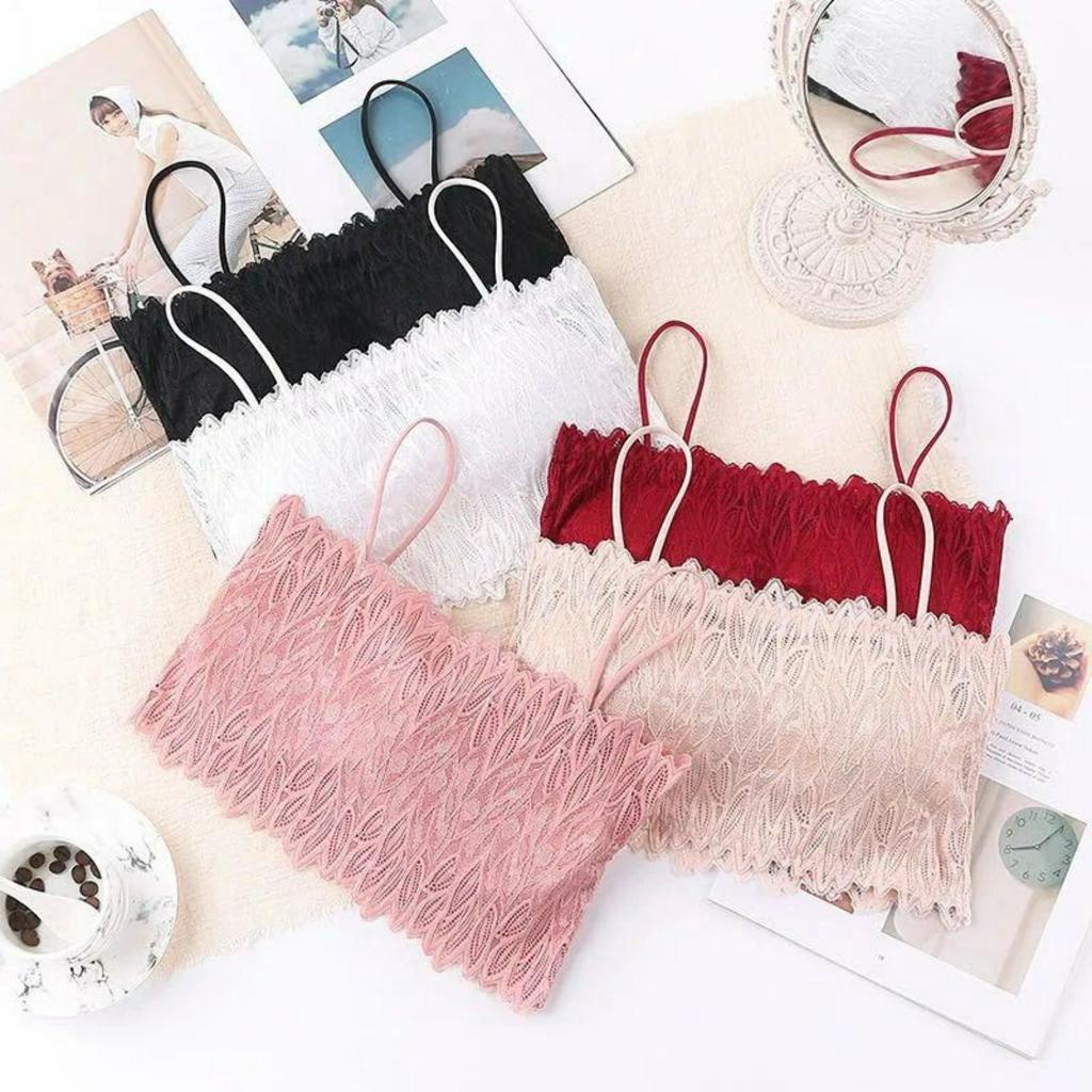 Áo bra ren nữ - Áo ống ren bra nữ chiếc lá 2 dây co dãn mút mỏng thông khí sexy Kingshop B3371