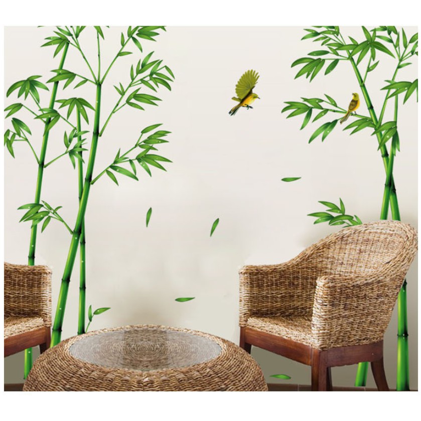 Decal dán tường  Bụi trúc xanh mát hiện đại