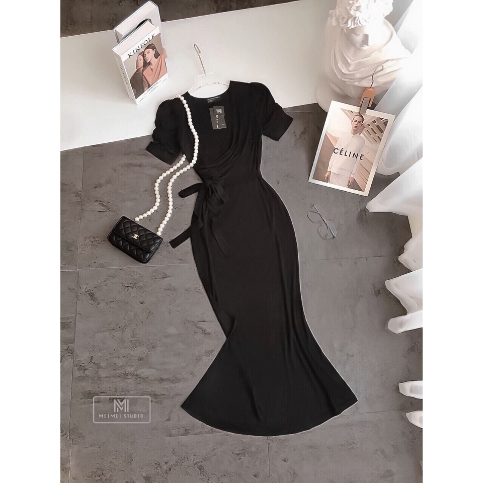 Đầm thun cổ chéo đuôi cá, maxi Váy Đầm ôm body chất cotton mát | V0001 | MeiMei Studio