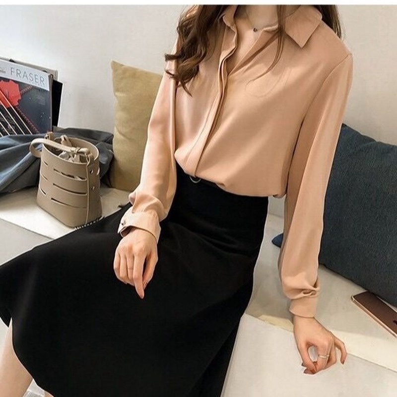 GENAISHA Áo sơ mi nữ tay dài kiểu dáng thời trang phong cách Hàn Quốc