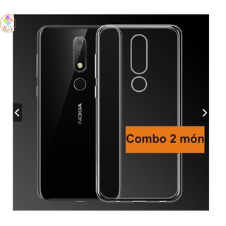 Combo cường lực full màn 5d + ốp lưng silicon trong suốt nokia x5, cường lực nokia x5, ốp lưng nokia x5