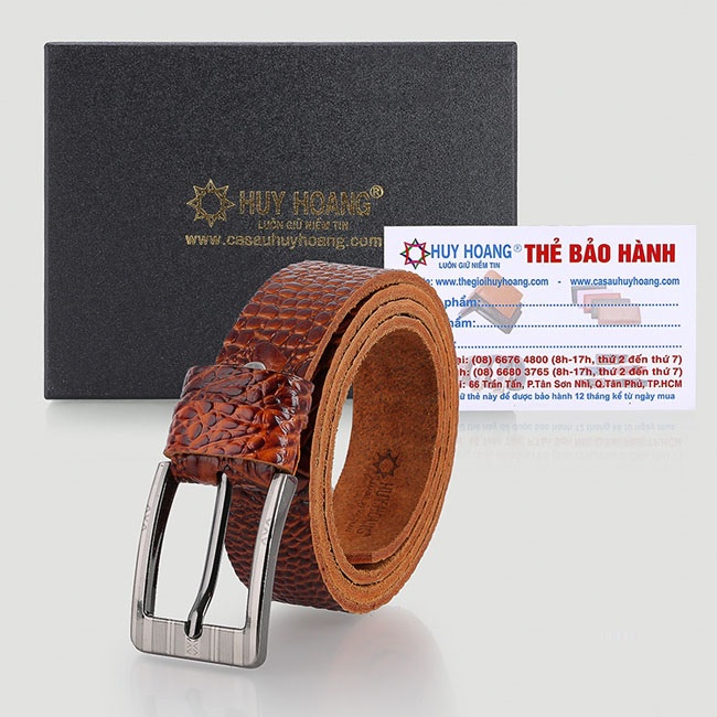 Thắt lưng nam da bò vân cá sấu 1 lớp 3,5P màu da, đen, nâu HP4149-50-51