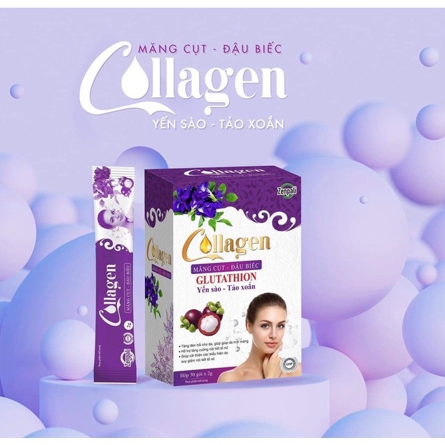 Collagen măng cụt và hoa Đậu biếc zenpali Hộp 30 gói