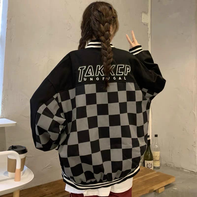 [ RẺ VÔ ĐỊCH]Áo khoác bomber CHẤT GIÓ họa tiết caro Takeep siêu ngầu form unisex nam nữ mặc được | BigBuy360 - bigbuy360.vn