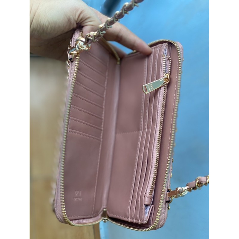 Ví dài nữ lyn da chần viễn xích siêu sang, túi clutch
