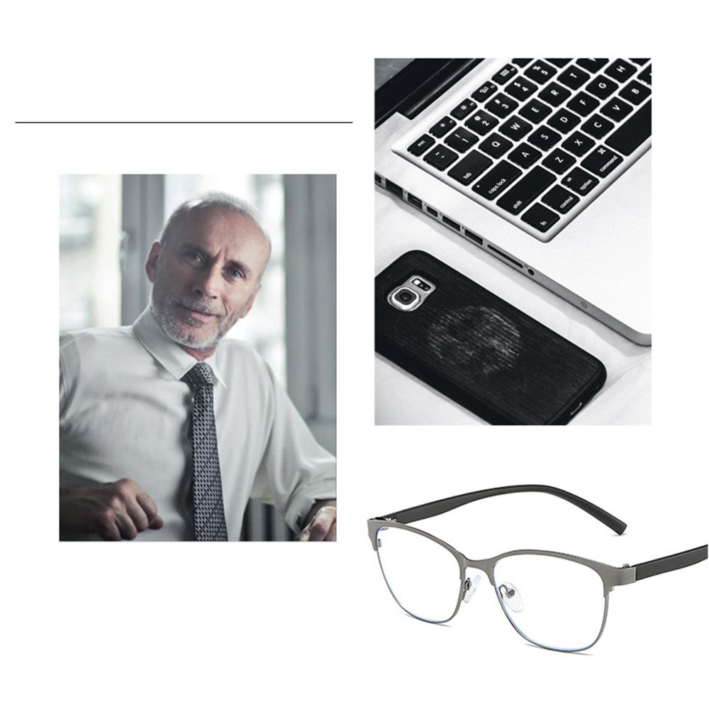 Mắt Kính Đọc Sách Nửa Gọng Kim Loại Nhẹ Chống Ánh Sáng Xanh Hình Chữ Nhật Có Nhiều Màu Sắc Cho Nam Và Nữ