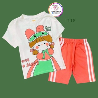 - bộ lửng cotton màu cho bé gái 22 đến 40kg - bộ quần áo bé gái t118