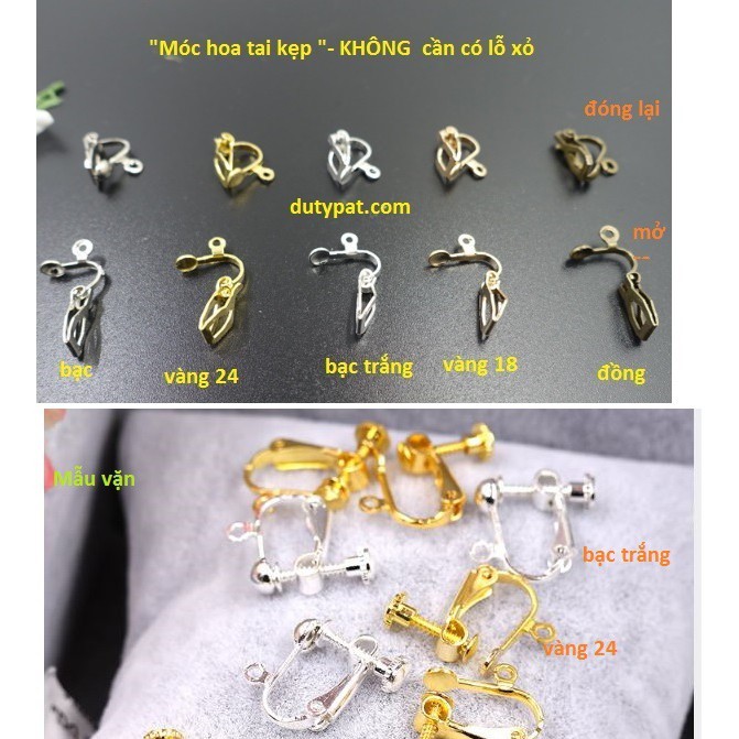 2-10 cái kẹp - vặn làm hoa tai, không có lỗ xỏ