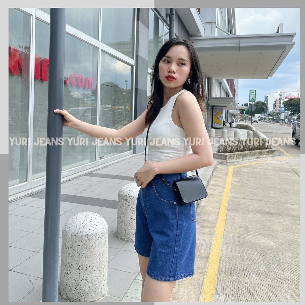 Quần Jeans Lửng Ống Rộng Lai Cuốn Lưng Cao Đủ Size (S M L)