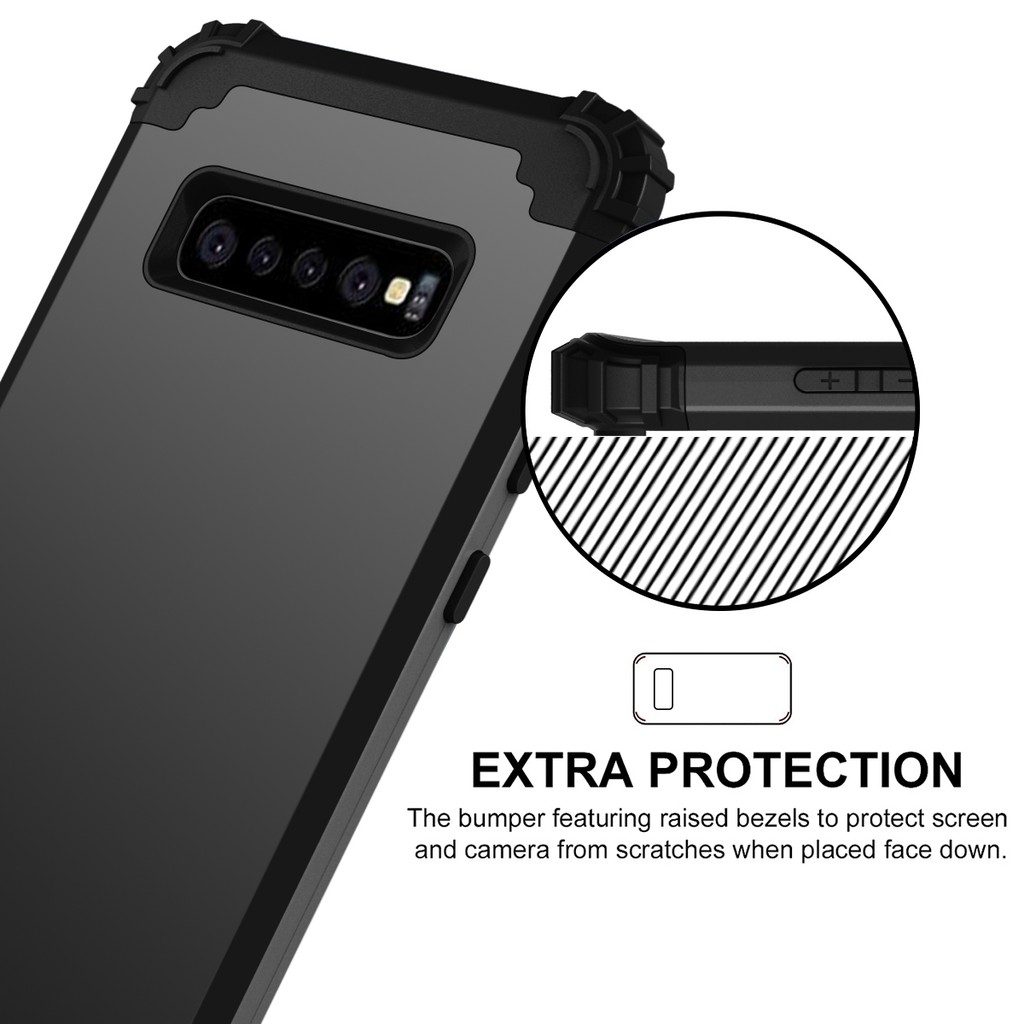Ốp điện thoại 3 trong 1 chất liệu PC cứng và silicon mềm bảo vệ toàn diện cho Samsung Galaxy S10 S9 S8 Plus Note 9