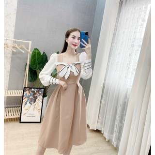 váy xòe công cở cổ nơ