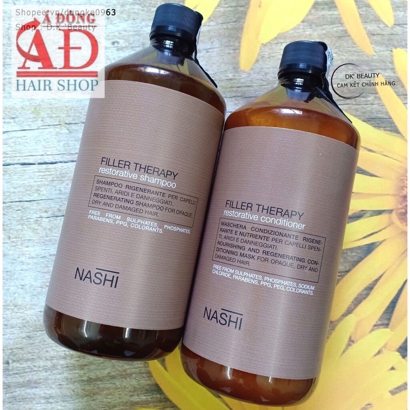 [+Tặng mũ trùm] BỘ DẦU GỘI XÃ SIÊU PHỤC HỒI NASHI FILLER THERAPY CHO TÓC HƯ TỔN NẶNG 1000MLX2