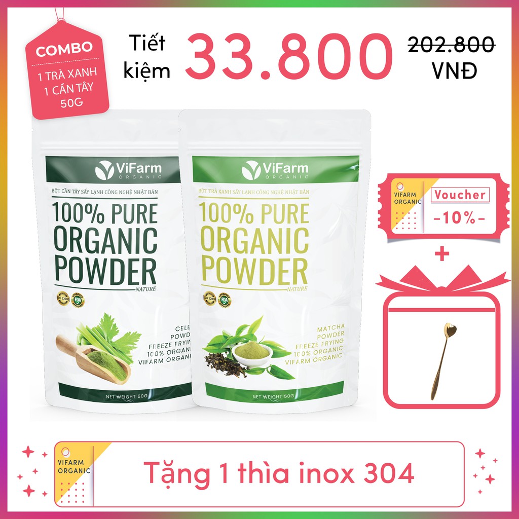 Bột Trà Xanh Matcha Nguyên Chất ViFarm 50Gram Sấy Lạnh Công Nghệ Nhật Bản, Bột Matcha Trà Xanh Làm Bánh, Đắp Mặt