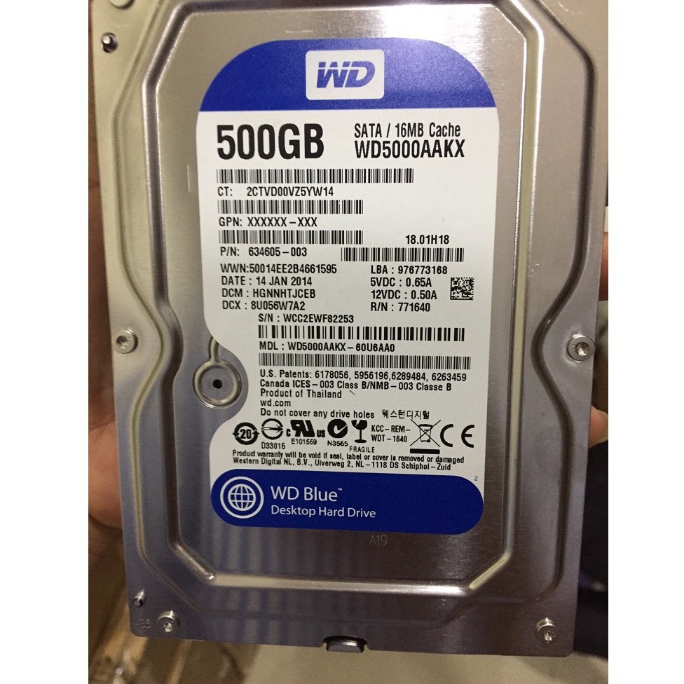 Ổ cứng HDD WD Blue 500GB 3.5" - Tặng cáp Sata 3 - Bảo hành chính hãng 3 tháng