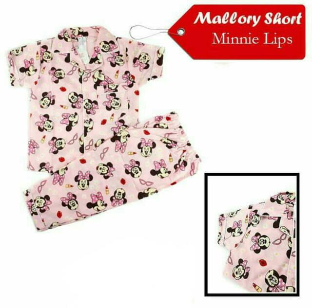 Bộ Đồ Ngủ Cotton Tay Ngắn / Dài In Hình Mickey / Minnie / Đôi Môi / Mặt Đáng Yêu Cho Bé 3t-10t