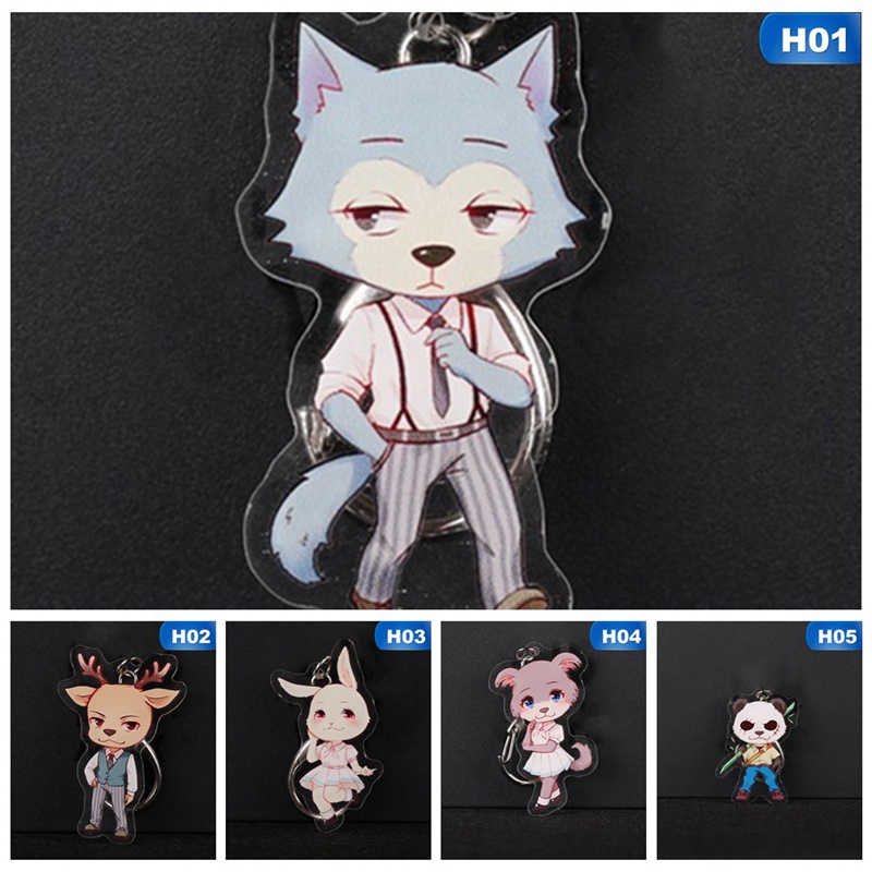 Móc chìa khóa nhựa acrylic họa tiết Anime Beastars Legosi Louis Gouhin