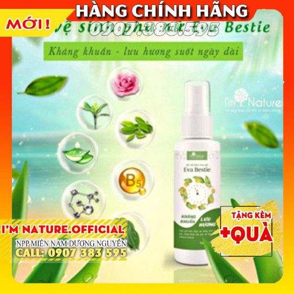 Xịt Khử Mùi Vùng Kín Eva Bestie - Kháng Khuẩn Lưu Hương Quyến Rũ I'm Nature 100ml