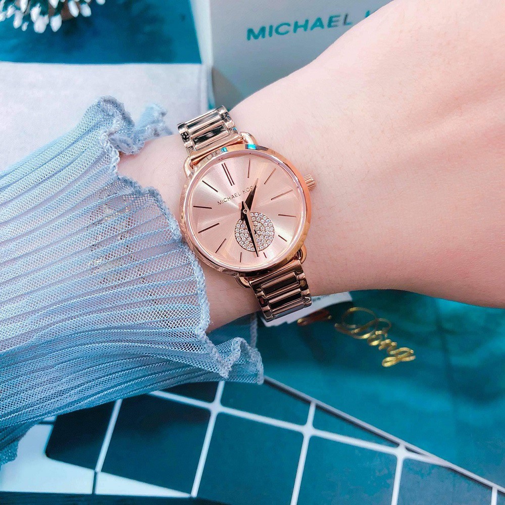 Đồng Hồ Michael Kors Nữ MK3839 Dây Kim Loại Vàng Hồng 28mm Chính Hãng