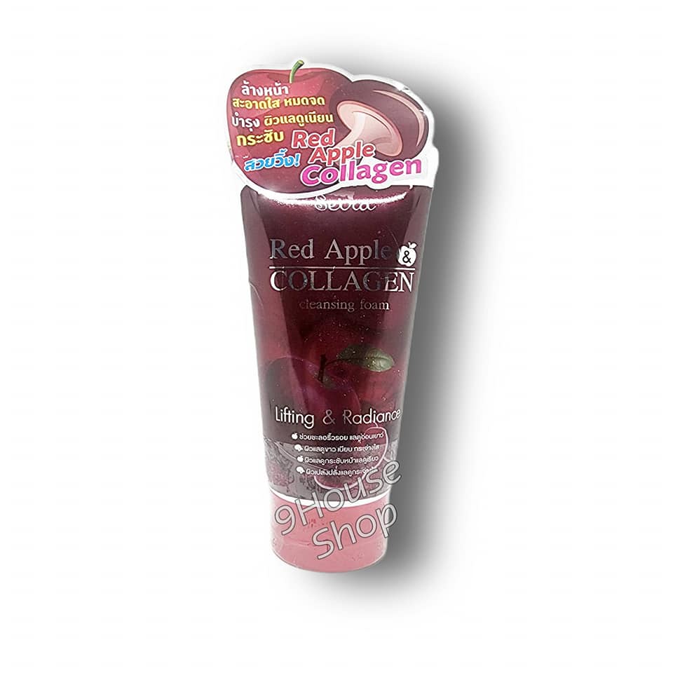 01 Tuýp Sữa Rửa Mặt Trắng Da Ngừa Lão Hóa Táo Đỏ SEIRA Red Apple Collagen Cleansing Foam Thái Lan 180ml