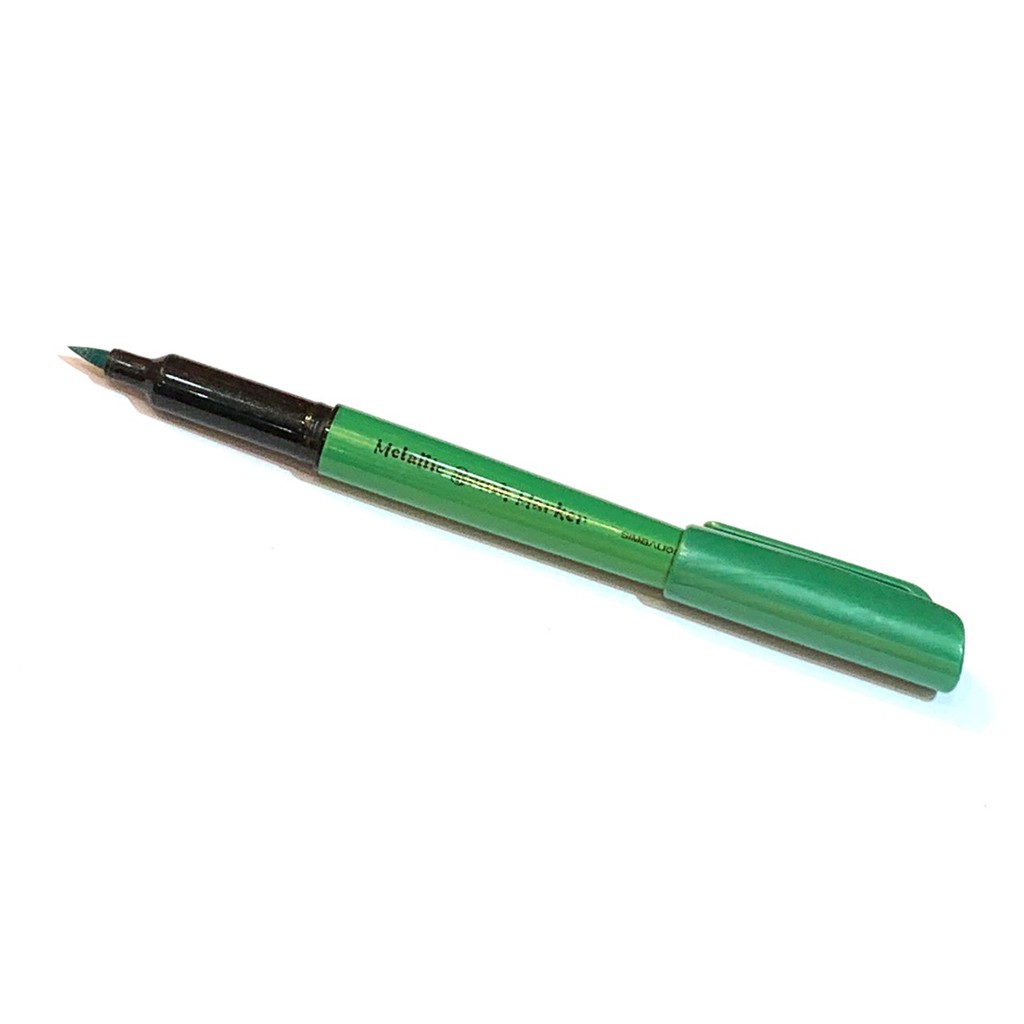 Bút lông đầu cọ viết calligraphy trên mọi chất liệu Simbalion Metallic Brush Marker - Màu xanh lá nhũ (Green)