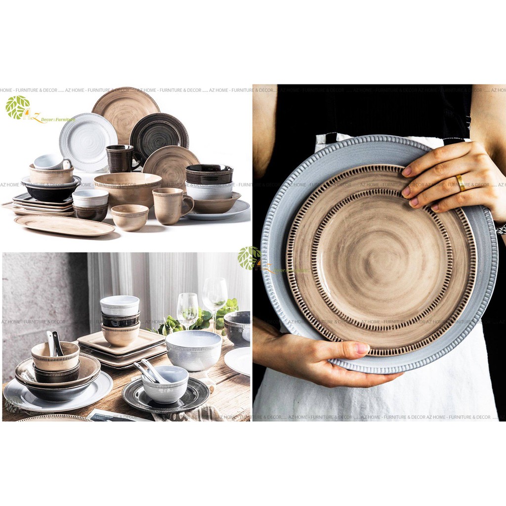 Bộ bát đĩa gốm sứ cao cấp lẻ Nile phong cách bắc âu