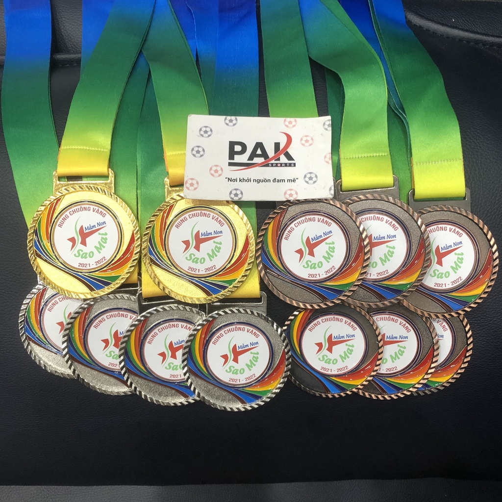 Huy chương thể thao ️🎖️ THIẾT KẾ MẶT HUY CHƯƠNG THEO YÊU CẦU🎖️ 3 màu vàng, bạc, đồng, kèm dây đeo.