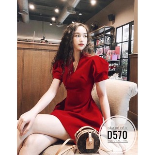 Bigsize Đầm đỏ cổ V D570