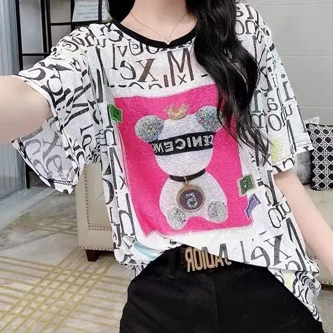 Áo Thun Mỏng Dáng Rộng Tay Ngắn Có Size Lớn 40-80KG C9455