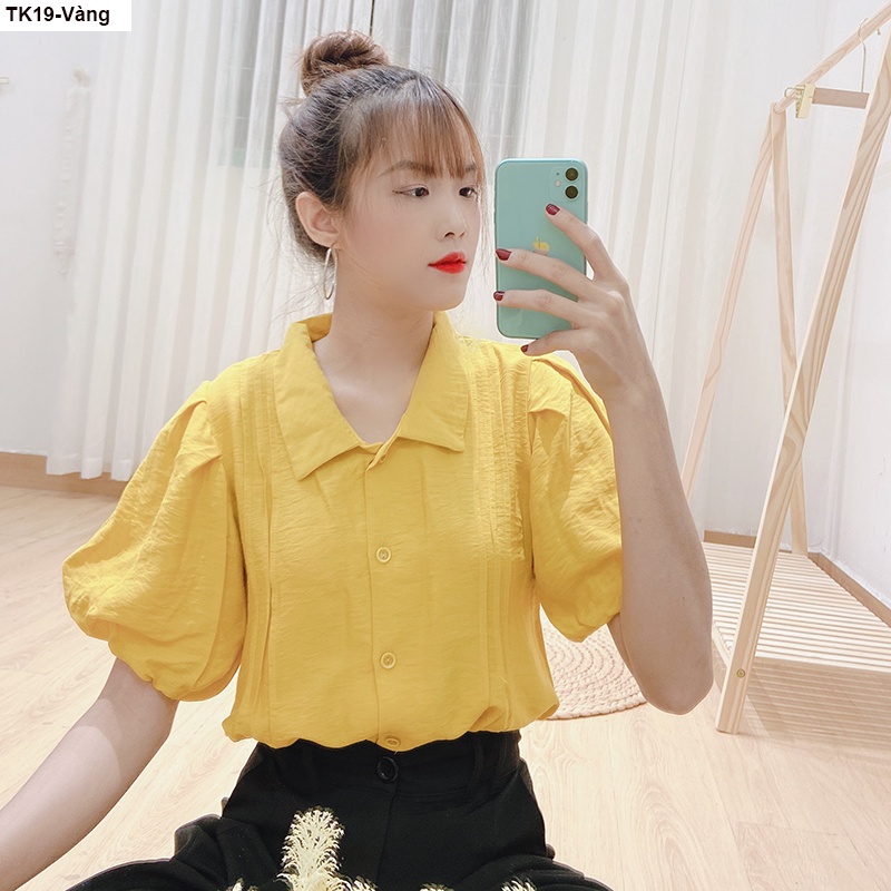 Áo sơ mi nữ vải đũi trẻ trung -TK19
