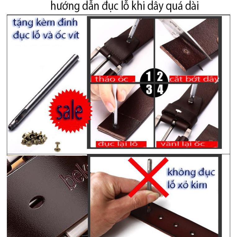 HÀNG HIỆU/Thắt Lưng Da Nam Khóa Kim Cao Cấp Dây Nịt Nam Da Bò 100% Chính Hãng Bekele POLO Nam Tính GM Xịn