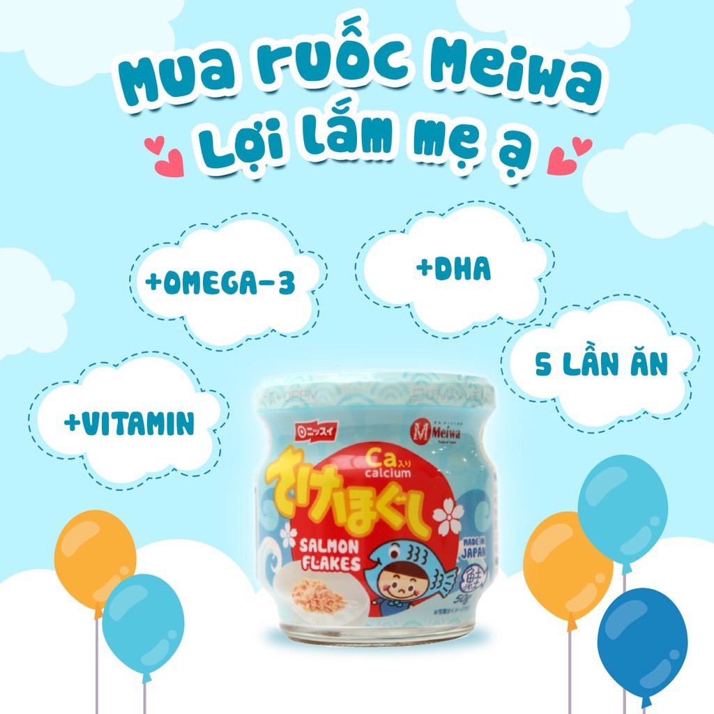 Ruốc cá hồi Meiwa ít muối 50gr cho bé (date 07/2022)