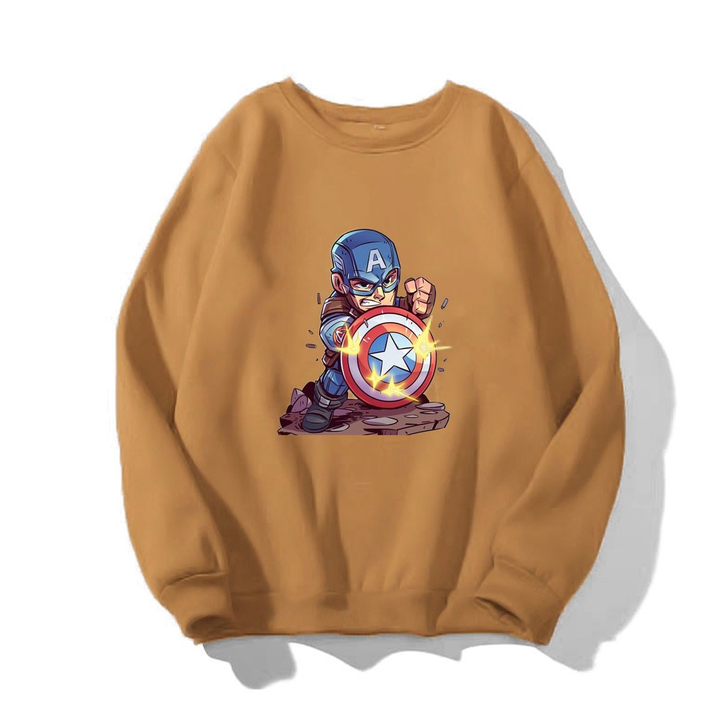 Áo sweater nam nữ in hình Captain America cực đẹp William - DS119 chất nỉ dày dặn, hợp làm áo cặp