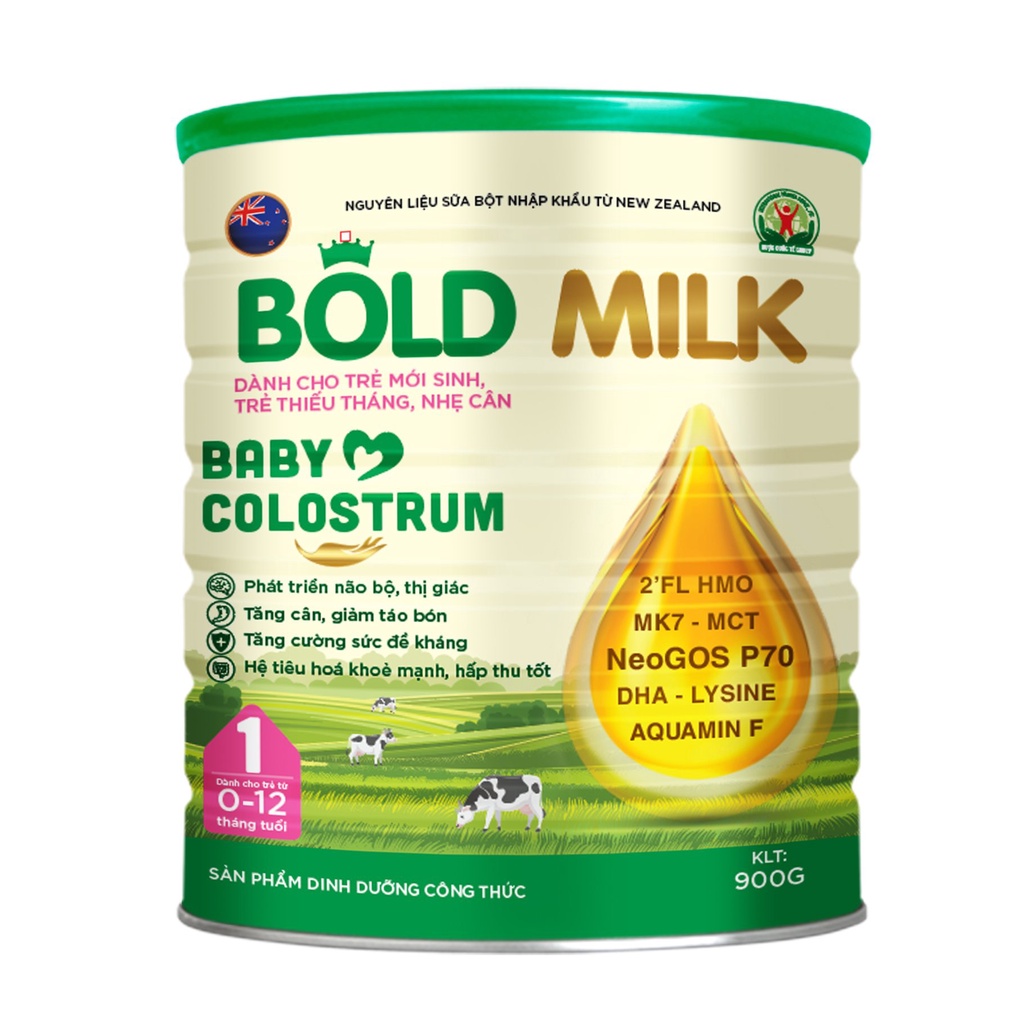 Sữa cho trẻ sơ sinh Bold Milk Baby Colostrum, hỗ trợ trẻ sinh non, sinh thiếu tháng, nhẹ cân - Hộp 900gr