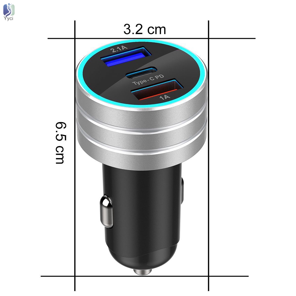 Tẩu Sạc Nhanh 3.1a Type-C Cho Xe Ô Tô