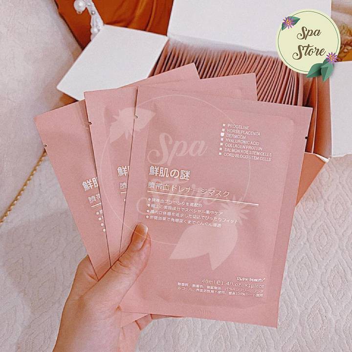 [Quà Tặng] Miếng Đắp Mặt Nạ Tế Bào Gốc Nhau Thai Cuống Rốn Rwine Beauty Mask Cao Cấp Chính Hãng Nhật Bản Hộp 50 Túi 40ML