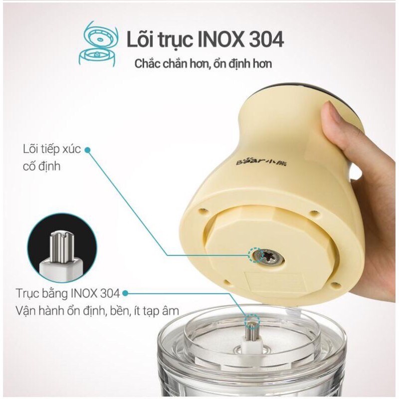 Máy xay đa năng Bear 0.6L (3 lưỡi) cối thuỷ tinh