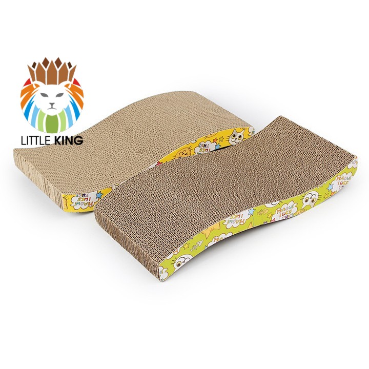 Bàn cào móng cho mèo cong chất liệu bìa carton tặng kèm catnip cho mèo Little king pet shop