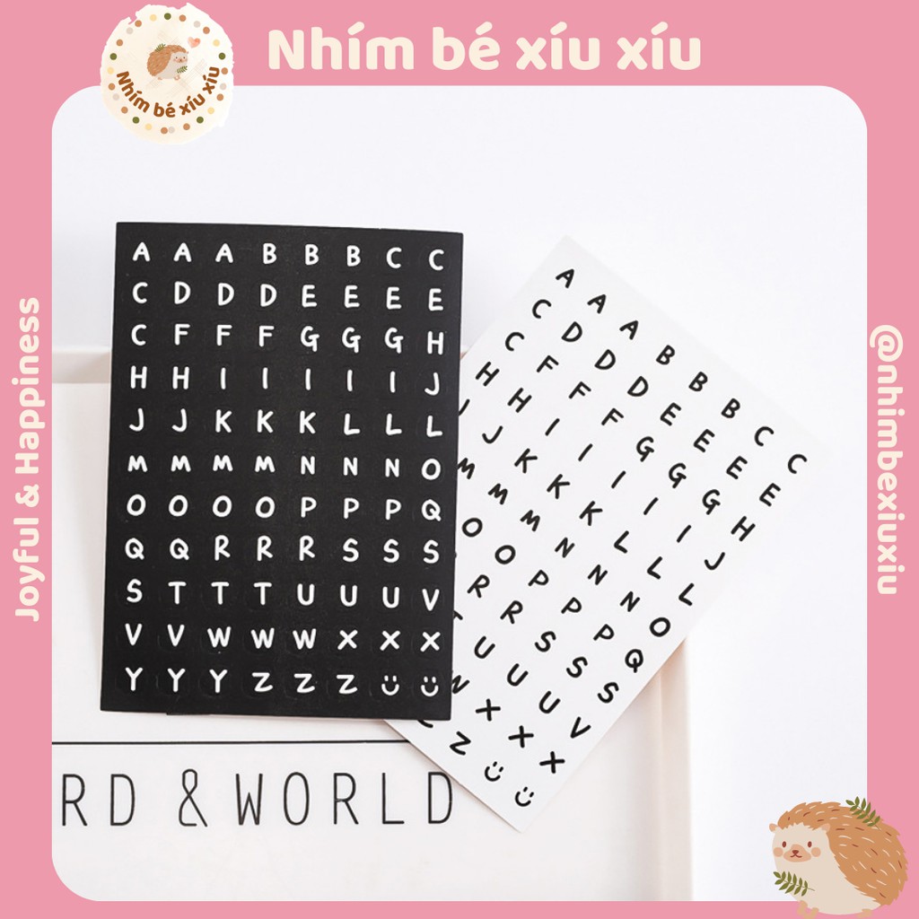 Tấm sticker in bảng chữ cái ABC/chữ số trang trí sổ tay/nhật ký (Chữ in hoa)