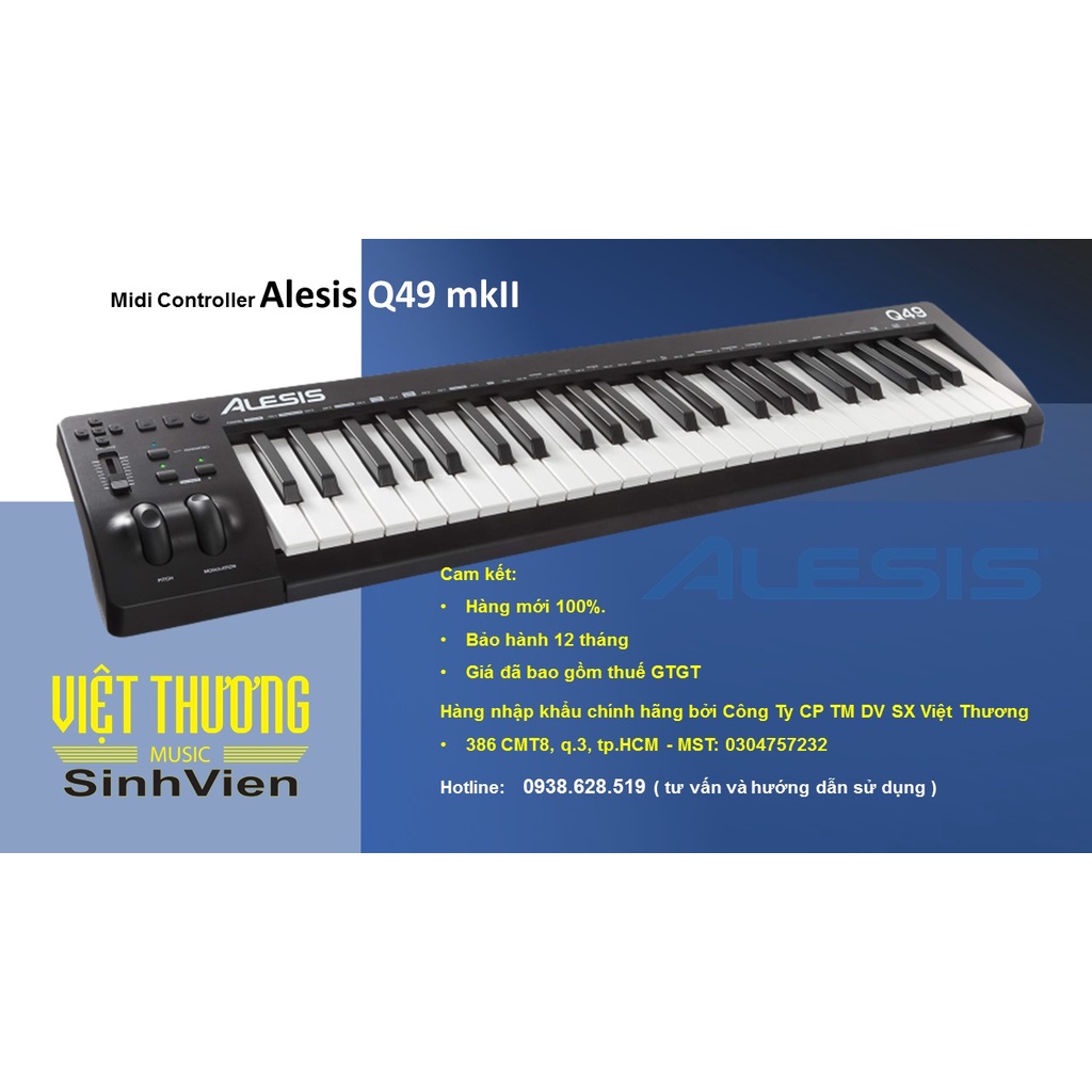 Bàn phím điện tử MIDI Controller chính hãng Alesis Q49 mk2