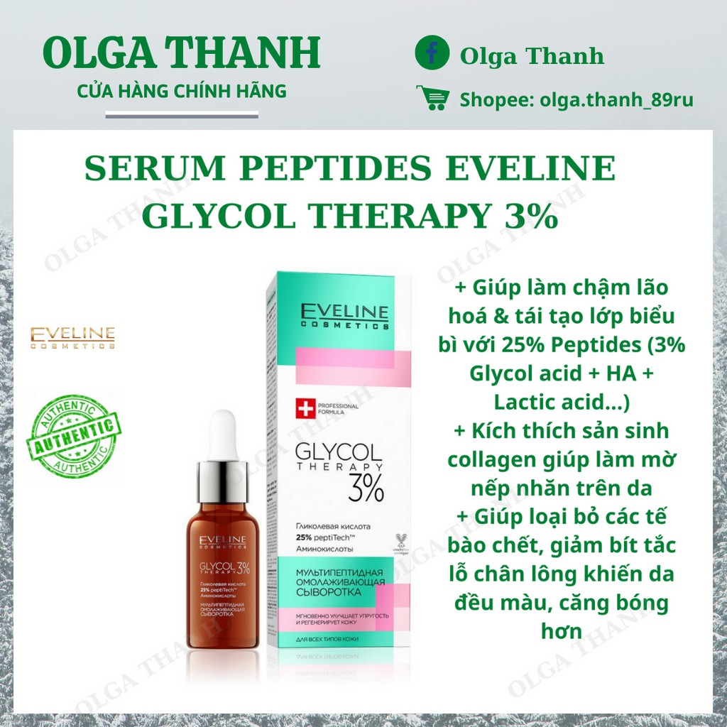 Serum Trẻ hoá,Tái tạo 25% Peptides Eveline Glycol Therapy