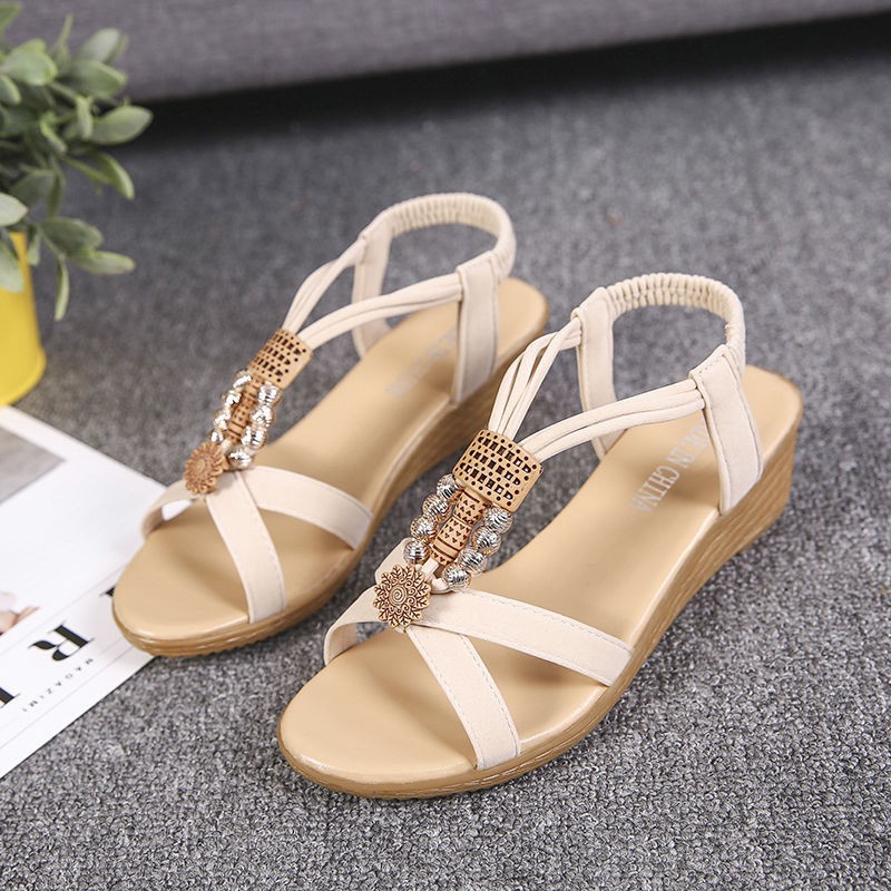 Giày Sandal Đế Xuồng Phong Cách Bohemian Hàn Quốc Cho Nữ