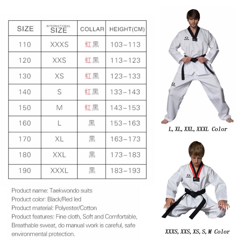 GINGPAI Quần Dài Tập Võ Thuật Taekwondo Mềm Mại Dài Tay Kích Thước 110cm-190cm