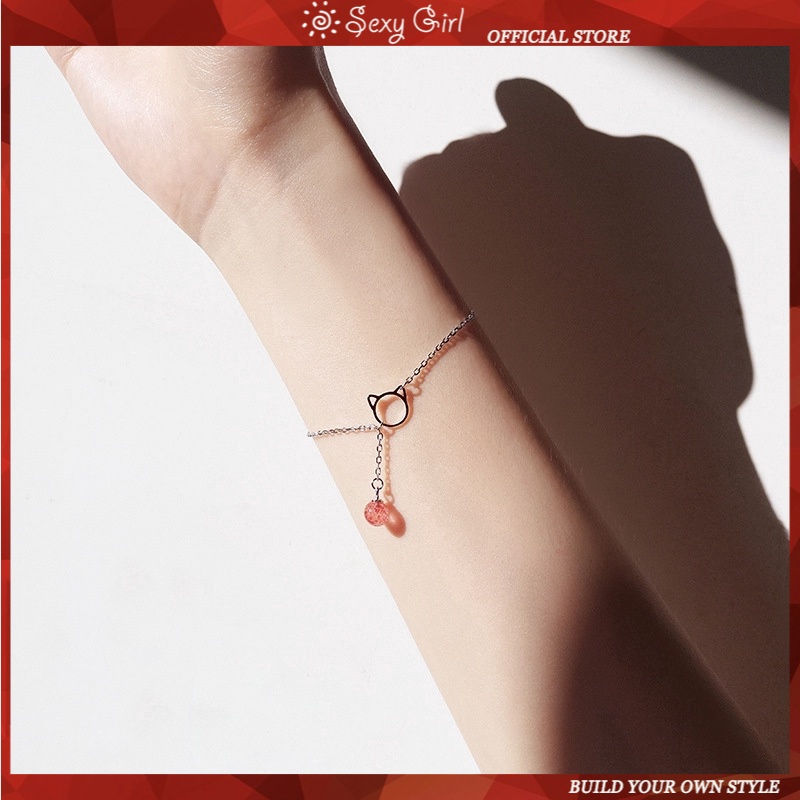 Vòng đeo tay mặt hình mèo dễ thương cho nữ